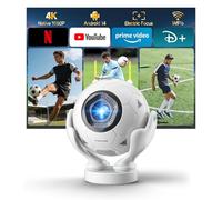 Magcubic Mini Projector 4K Support, Native 1080P Portable Projector, Football Design Gift for Men, Android 14, 400 ANSI, WiFi 6 Bluetooth 5.4, Electric Focus Home Cinema Projector for Bedroom&Outdoor