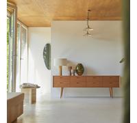 Magda 50's - Low chest of drawers in solid mahogany Natural