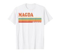 Magda Retro Personalized First Name Vintage Stripes Value Graphic T-Shirt, Men, White, XL