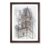 Magdalen Tower in Oxford England in Abstract Framed Print | A2 Walnut Framed Wall Art | Ready to Hang | Abstract Cityscape Picture | Living Room Bedroom Lounge Office
