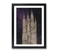 Magdalen Tower In Oxford England Painting Modern Framed Print | A4 Black Framed Wall Art | Ready to Hang | Modern Cityscape Picture | Living Room Bedroom Lounge Office