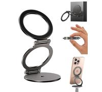 MAGDIGITEH Dual Magnetic Ring Phone Holder for MagSafe, 1/4" Screw Hole Tripod Mount, Attach Your Phone to Iron Object, Adjustable Gym Phone Stand for iPhone 16/15/14/13 Pro Max & All Phones