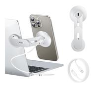 MAGDIGITEH Laptop Phone Holder, Magnetic Phone Stand 15W Fast Wireless Charger for MagSafe for iPhone 16/15/14/13/12 & All Phones for Tesla (Silver)