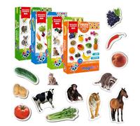 Magdum Animals Magnets for Kids 85 PCS: Zoo, Farm, Fruit, Vegetable - 4 Box