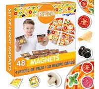 magdum Pizza Food Photo Game Set Kitchen Pretend Play - 48 Fridge Magnets for Kids - Role Play Food Toys Gift for Girl Boy - Educational Toy- Play Food - Magnetic toys for Kids