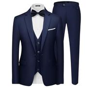 MAGE MALE Men's 3 Pieces Suit Elegant Solid One Button Slim Fit Single Breasted Party Blazer Vest Pants Set