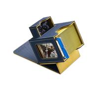 Mage Tech Commander Deck Box for MTG - Patented Design, Commander Display, Fits 100 Double-Sleeved Cards, 35pt Magnetic Card Holder & Dice Tray - Blue/Yellow