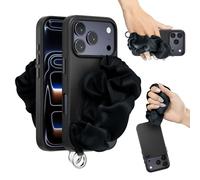 MAGEASY Compatible with iPhone 17 Pro 6.3" Case with Wrist Strap & Finger Loop - Scarf-Bracelet, Premium Leather, MagSafe Compatible, 16 ft Military-Grade Drop Protection - Foulard M (Midnight)