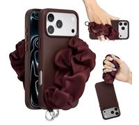 MAGEASY Compatible with iPhone 17 Pro Max 6.9" Case with Wrist Strap & Finger Loop - Scarf-Bracelet, Premium Leather, MagSafe Compatible, 16 ft Military-Grade Drop Protection - Foulard M (Burgundy)