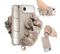 MAGEASY Compatible with iPhone Air 6.5" Case with Wrist Strap & Finger Loop - Scarf-Bracelet, Premium Leather, MagSafe Compatible, 16 ft Military-Grade Drop Protection - Foulard M (Rose)