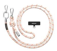 MAGEASY Crossbody Cell Phone Lanyard - Thick Rope Cell Phone Lanyard | 8.3mm Thick Universal Adjustable Phone Strap for iPhone, Samsung & More | For Traveling, Hiking, Daily Use - Beige/Orange