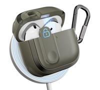 MAGEASY Design for AirPods 4 Case Cover - Rugged AirPods 4 Case with Lock | Work with Cable& Wireless Charging (Only AirPods 4 with ANC Charge Wirelessly) | Include Carabiner - Odyssey