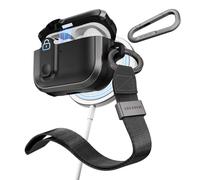 MAGEASY Odyssey AirPods 3 Case Cover with Secure Lock + Carabiner Clip + Wrist Strap for Travel, Wireless Charging Compatible, Drop Protection Apple AirPod Pro 3rd Generation Case (Metal Black)