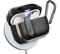 MAGEASY Odyssey AirPods Pro 2 Case Cover Rugged with Secure Lock, Carabiner Clip for Drop Protection, Wireless Charging Compatible Apple AirPod 1st 2nd Generation (Metal Black)