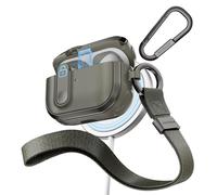 MAGEASY Odyssey AirPods Pro 2 Case Cover with Secure Lock + Carabiner Clip + Wrist Strap for Travel (Metal Green)