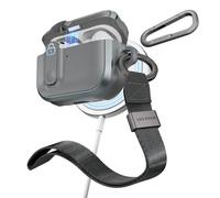 MAGEASY Odyssey AirPods Pro 3 Case Cover with Built-in Lock + Wrist Strap + Attachment Clips for Carry Commute, Wireless Charging Compatible, Drop Protection, Apple AirPod Third Gen (Metal Blue)