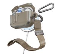 MAGEASY Odyssey AirPods Pro 3 Case, Shockproof Protective Cover with Lock, Carabiner Clip & Wrist Strap, Wireless Charging Compatible, Drop Protection for Apple AirPod 3rd Generation (Metal Sand)