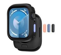 MAGEASY Protective Case for 45mm Apple Watch Series 9, Series 8, Series 7 | Shockproof Silicone Bumper, SKIN - Midnight Black