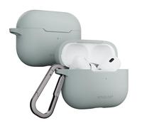 MAGEASY SKIN AirPods Pro 2 Case Cover with Keychain Carabiner, Magnetic Locking TPU Shockproof Case Cover for Apple Air Pods Pro 2nd /1st Generation, Soft Silicon Stain-Resistant Cover (Mirage Grey)
