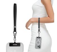 MAGEASY Universal Phone Wrist Strap - iPhone Wristlet & Android Phone Wristlet With Built-in Keychain & Phone Tether Tab, Cell Phone Wrist Lanyard for Daily & Outdoor Activities - Black