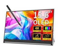 Magedok 4K OLED Portable Screen, 15.6" Touch Screen, DCI-P3 100% Anti-Glare 1MS Compatible with MPP Stylus for Laptop, Eye Care, Gaming Computer, with Sliver Stand