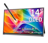 Magedok OLED Portable Screen, 14 Inch 2K Portable Monitor, 2560 x 1440, 100% DCI - P3, 10 Bits, AES Stylus Pen Support, VESA, Stand, 1MS Display HDMI USB Type C Screen for Laptop/PC/Mac/Games Console