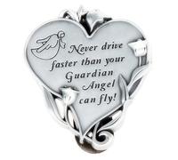 Mageeki Guardian Angel Sun Visor Clip for Cars - Reads Never Drive Faster Than Your Guardian Angel Can Fly, Bless Driving Safety Gift for New Drivers and Car Enthusiasts (Heart-Shaped)
