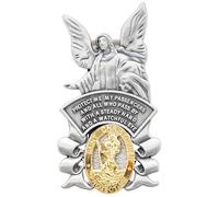 Mageeki Guardian Angel Visor Clip for Cars - Reads Saint Christopher Protect Us, Bless Driving Safety Gift for New Drivers and Car Enthusiasts
