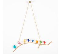 Mageeki Sea Glass Rainbow Birds Decor - Vibrant Wall Hanging Decor Bird Ornament, Handmade Metal Branch Sea Glass Art Piece for Home, Living Room, or Bedroom (Gold)