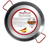 MAGEFESA 12" Carbon Steel Paella Pan - 30 cm - 4 Serving, Durable & Lightweight with Dimpled Surface, Ideal for Outdoor Cooking & Traditional Valencian Paella