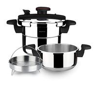 Magefesa Astra - Set of 4 + 6L Express Cookers + Basket, 18/10 Stainless Steel, for Induction, Convenient and Easy Closure, Energy Saving