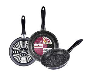Magefesa K2 Gransasso Set of 3 pans 20/24/28 cm, vitrified steel External, Grey, two-layer non-stick, stone effect, for all types of cooking, special induction. 50% energy savings