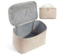 MAGEFY Large Makeup Bag with Handle, Corduroy Travel Toiletry Bag, Spacious Cosmetic Organizer for Women & Girls