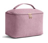MAGEFY Large Makeup Bag with Handle, Corduroy Travel Toiletry Bag, Spacious Cosmetic Organizer for Women & Girls