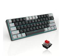 MageGee 60% Mechanical Gaming Keyboard, STAR 61 Compact Blue LED Backlit Wired Keyboards with Detachable USB Type-C Cable, Portable Full Keys Anti-ghosting Gaming Keyboard - Grey & Black/Red Switch
