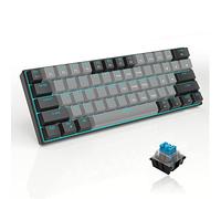 MageGee 60% Mechanical Gaming Keyboard, STAR 61 Compact Blue LED Backlit Wired Keyboards with Detachable USB Type-C Cable, Portable Full Keys Anti-ghosting Gaming Keyboard - Black & Grey/Blue Switch