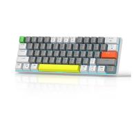 MageGee 60% Mechanical Gaming Keyboard, STAR 61 Compact Blue LED Backlit Wired Keyboards with Hot-Swappable Brown Switch, Portable Full Keys Anti-ghosting Gaming Keyboard - White & Grey