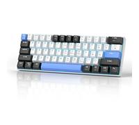 MageGee 60% Mechanical Gaming Keyboard, STAR 61 Compact Blue LED Backlit Wired Keyboards with Hot-Swappable Brown Switch, Portable Full Keys Anti-ghosting Gaming Keyboard - Black & White