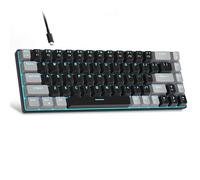 MageGee 60 Percent Gaming Mechanical Keyboard, Minimalist MK-Box Blue Backlit Compact 68 Keys Wired Office Keyboard with Red Switch for Windows Laptop PC Mac Convenient(Gray & Black)