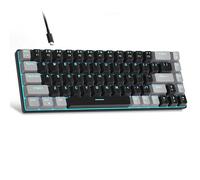 MageGee 60 Percent Gaming Mechanical Keyboard, Minimalist MK-Box Blue Backlit Compact 68 Keys Wired Office Keyboard with Red Switch for Windows Laptop PC Mac Convenient(Gray & Black)