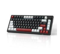 MageGee 75% Mechanical Gaming Keyboard, Compact Blue Backlit Wired Gaming Keyboards with Yellow Switches, EVA Foam, Knob Control, STAR75 Portable NKRO PC Gaming Keyboard - White & Black