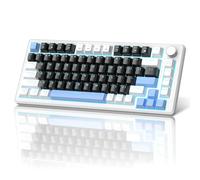 MageGee 75% Mechanical Gaming Keyboard - Compact Blue Backlit With Black Switches, EVA Foam, Knob Control, STAR75 Portable NKRO for PC - Black & Blue