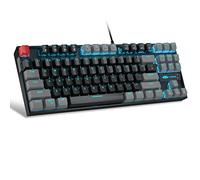 MageGee 75% Mechanical Gaming Keyboard, Red Switch, LED Blue Backlit, 87 Keys Compact TKL Wired Computer Keyboards for Windows Laptop PC Gamer - Black/Grey