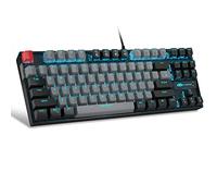 MageGee 75% Mechanical Gaming Keyboard with Blue Switch, LED Blue Backlit Keyboard, 87 Keys Compact TKL Wired Computer Keyboard for Windows Laptop PC Gamer - Grey/Black