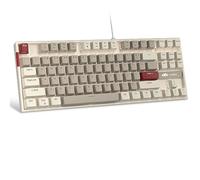 MageGee 75% Mechanical Gaming Keyboard with Brown Switch, LED Blue Backlit Keyboard, 87 Keys Compact TKL Wired Computer Keyboard for Windows Laptop PC Gamer - White/Grey
