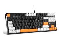 MageGee 75% Mechanical Gaming Keyboard with Brown Switch, LED White Backlit, 87 Keys TKL Wired, Windows Laptop PC Gamer - Carbon White