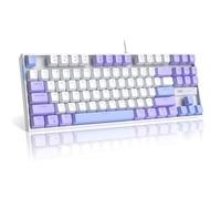 MageGee 75% Mechanical Gaming Keyboard with Red Switch, LED White Backlit 87 Keys Compact TKL Wired Computer Keyboards for Windows Laptop PC Gamer - Purple