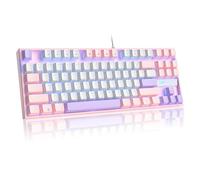 MageGee 75% Mechanical Gaming Keyboard with Red Switch, LED White Backlit Keyboard, 87 Keys Compact TKL Wired Computer Keyboard for Windows Laptop PC Gamer - Cherry Pink