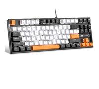 MageGee 75% Mechanical Gaming Keyboard with Yellow Switch, LED White Backlit, 87 Keys TKL Wired for Windows Laptop PC Gamer - Carbon Black