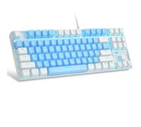 MageGee 75% Mechanische Gaming-Tastatur mit blauem Schalter, LED-Tastatur mit blauer Hintergrundbeleuchtung, kompakte TKL kabelgebundene Computertastatur für Windows Laptop PC Gamer,Blau/Weiß
